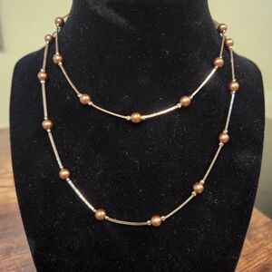 BOGO💖Monet Gold and Brown Beaded Station Necklace